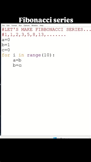 Fibonacci series from python 🤩 #python #codinglife