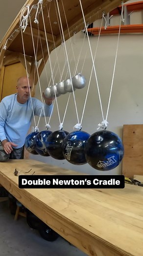 Joe Richards | Who made newtons cradle made from cast aluminum balls and bowling balls #physics #homemade #experiment | Instagram