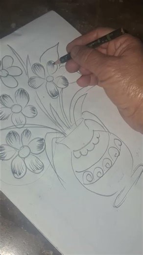 How to draw flower vase shading pencil#art #shading