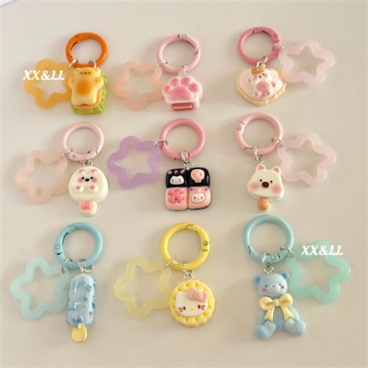 Miniature Food Keychain | Dessert,toast,ice Cream Charm | Puppy,dog Paw Bag Charm | Cute Bear Accessories - Etsy