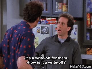 Seinfeld and Kramer about write-off on Make a GIF