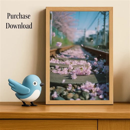 Japanese Sakura Railway Photography Print: Cherry Blossom on Train Tracks, Spring Japan Wall Art (digital Download) - Etsy