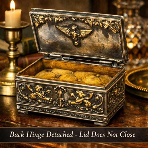 Antique French Jewelry Box – Napoleon III Silver Plated Casket With Eagles & Mythical Creatures – 19th Century Trinket Box - Etsy