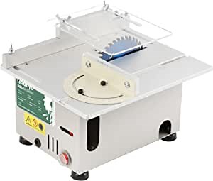 Huanyu Desktop Round Saw Mini Table Saw 7-speed 26-29mm Cutting Small Circular Saw Metal/Wood/Board/Acrylic Saw Blade/Power Supply/Drill Chuck/With English Manual Home DIY (Silver / 96W)