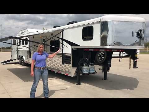 NRS Trailers - 2020 Bison 4 Horse Side Load 14' Living Quarters Trailer with Slide Out