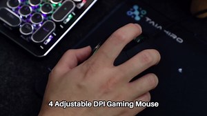 Typewriter Mechanical Gaming Keyboard and Mouse, Metal Panel Retro Keyboards with Round Keycap Blue Switch, Rainbow LED Backlit 104-Key Anti-Ghost Wired Mouse and Pad Combo for PC Laptop Mac Gamer