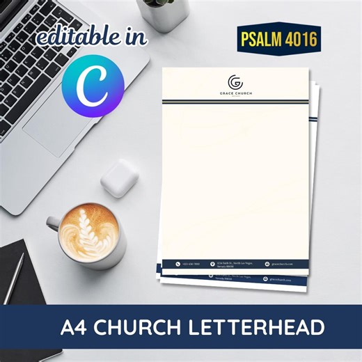 Church Letterhead Template | Printable & Editable | Professional Christian Ministry Stationery - Etsy