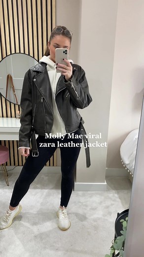 Okay so Zara brought out the Molly mae viral jacket in full length & I’m obsessed!!! Zara code - 3833/021 #mollymaejacket #zaraleatherjacket #mollymaeviraljacket #viralzarajacket #fyp
