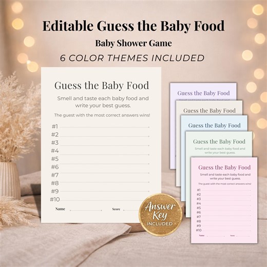 Guess the Baby Food Game Printable, Baby Shower Taste Test Game, Editable Canva Template, Instant Download - Etsy