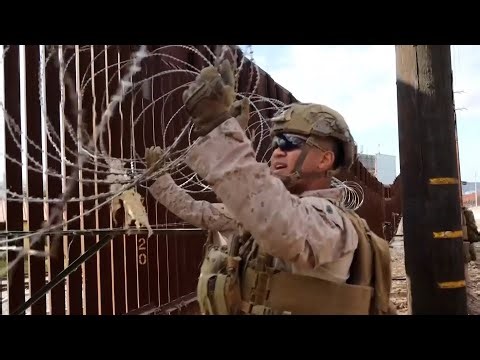 US Marines install concertina wire at California southern border | VOA News