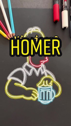 Disegni NEON di Homer Simpson: Creatività a Colori