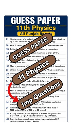 Physics Guess Paper 11th 🔥 | Important Questions | All Punjab Boards | Sir Ikram #12th