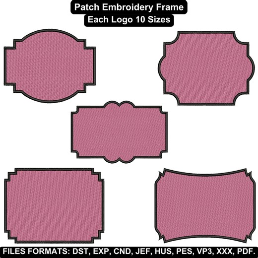 Patch Embroidery Frame Bundle, Vintage Label & Badge Shapes, 10 Sizes Each, Instant Download - Etsy