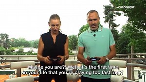 Sadly for Barbara Schett - Official Site, she succumbs to an avalanche of aces from Alex Corretja 💨💨💨💨💨 #TennisWorldTour | TNT Sports
