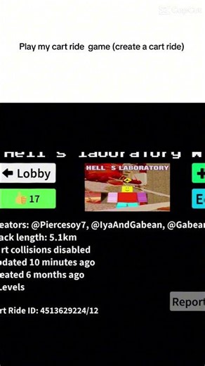 play my cart ride (create a cart ride) 4513629224/12 #roblox #cartrideroblox
