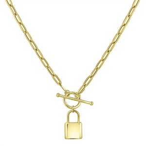 Padlock Toggle Paperclip Chain Pendant Necklace in 14K Gold - Samsclub.com