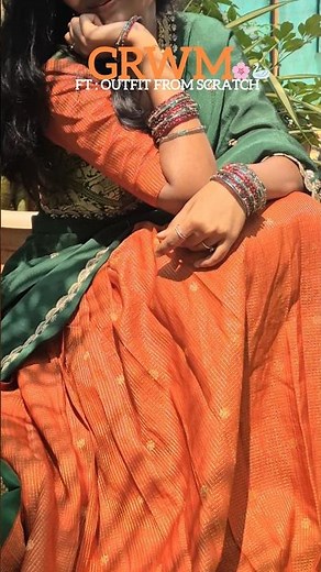 converting mom's saree into half sare✨️🌸 #outfitfromscratch #halfsareedesigns #trending