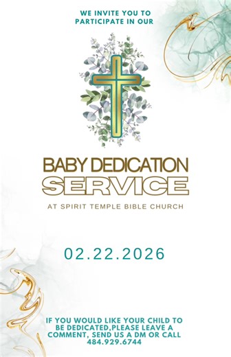 Baby dedication is more than a moment— it’s a faith decision. Families standing together to say: “This child belongs to the Lord.” 🗓 Feb 22, 2026 | 10:00 AM 📍 Spirit Temple Bible Church DM us to participate. #FaithFamily #ChristianParents #ChurchTok #BabyDedicationService