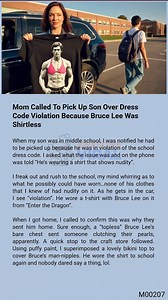🙆 Mom Called To Pick Up 🐂 Son Over Dress Code Violation Because Bruce Lee Was Shirtless | Awesome Viral