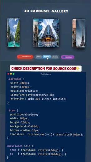 Pure CSS 3D Circular Carousel Animation 🔥