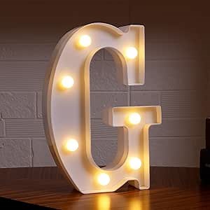 Small Led Marquee Letters, Light Up Letters, 8.58 Inch Led Letter Lights, Battery Powered Lighted Sign for Table, Party, Birthday, Christmas Decor (Letter G)