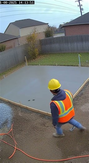CCTV Captures Cat Walking Over Wet Concrete — Realistic 4 K Construction Footage