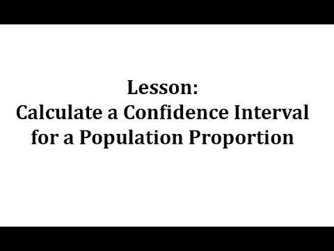 Lesson: Calculate a Confidence Interval for a Population Proportion