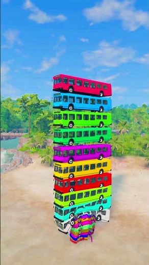 Mixed Rainbow Colour Cars & Buses Fall Crash BeamNG.Drive #beamng #beamngdrive #beamngshorts