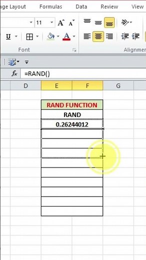 Rand Function in excel