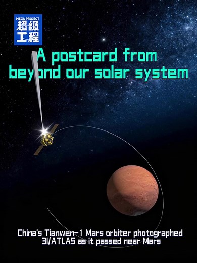 3.4K views · 50 reactions | Please check your inbox for a postcard from beyond the solar system! On Oct 3, #China's Tianwen 1 snapped an interstellar comet 3I/ATLAS near #Mars from about 29 million kilometers away — one of the closest looks at this rare visitor. Scientists think it formed around an ancient star near the Milky Way's center and may be older than the sun! #MegaProject #science #tech #space | Sci Hub China | Facebook