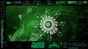 Futuristic motion element user interface information technology virtual head up display for background computer desktop screen display