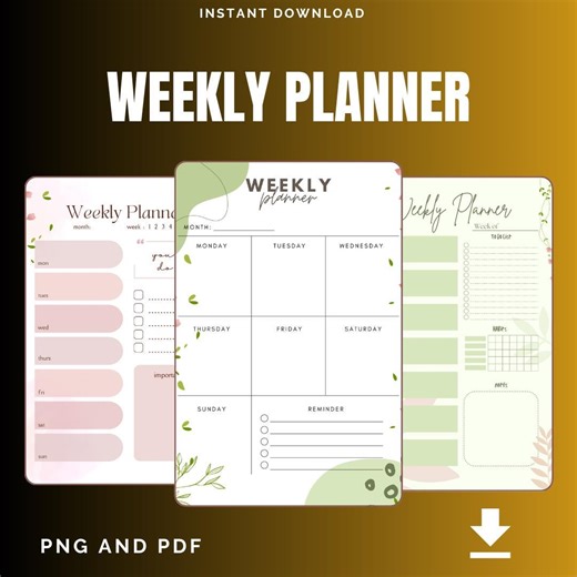 Weekly Schedule Planner - Task Organizer With Clear Layout - PDF PNG Instant Download - Etsy