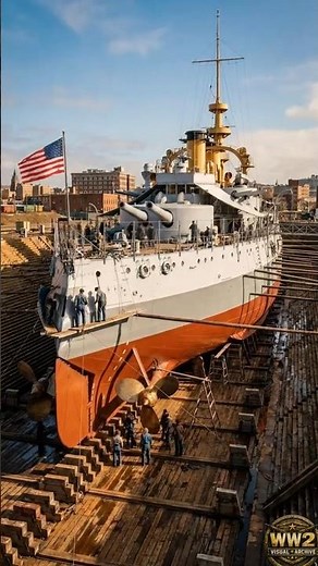 USS Oregon After the Spanish–American War in Dry Dock, Brooklyn #ww2history