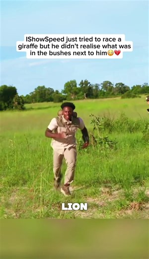 IShowSpeed just tried to race a giraffe but he didn't realise what was in the bushes next to him #ishowspeed #fyp #viral #safari