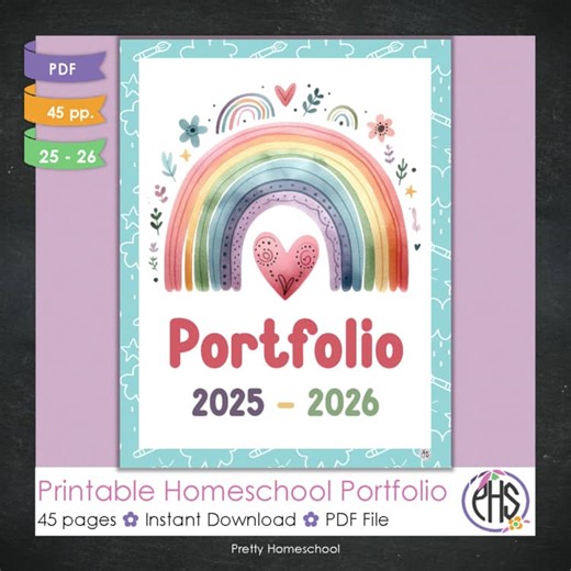 Printable Homeschool Portfolio 2025–2026 / End-of-the-Year Homeschool Report