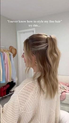 cute half up half down hairstyle for fine short hair #hairtutorial