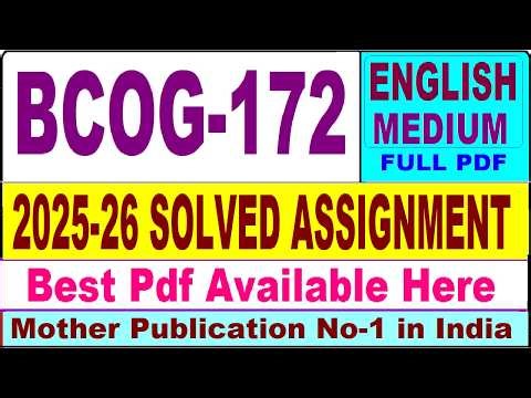 BCOG 172 solved assignment 2025-26 || bcog 172 solved assignment 2026 in English || ignou bcog172