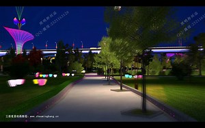 三维夜景动画设计视频，3D灯光漫游动画教程，LED亮化工程动画效果