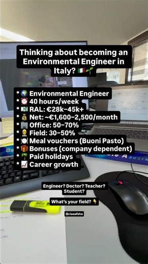I’m an Environmental Engineer 🌍What’s your field? #italy #career #engineering #environment #job