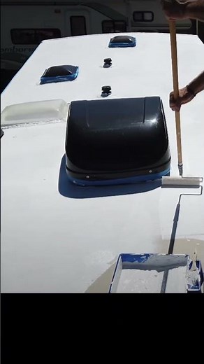 RV Roof Coating Applications #rvrepair #rvrenovation #rv #camperrenovation #camperremodel #shorts