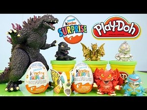 2014 Godzilla Full Toys Set + 2 Kinder Surprise Eggs + 1 Play doh Egg By Disney Cars Toy Club