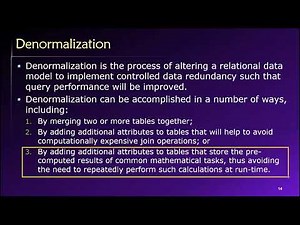 Topic 05, Part 03 - Denormalization