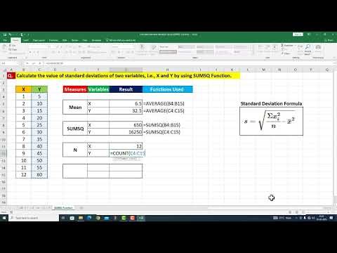 Calculate Standard Deviation Using SUMSQ Function