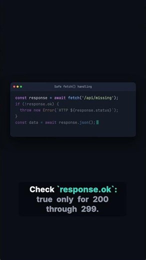 JavaScript fetch() Resolving Does Not Mean Success #shorts