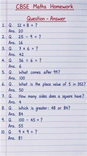 CBSE Maths Homework | Question & Answer | Easy Math Practice
