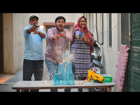 Family Gun Shooting Challenge 😱