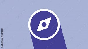 White Compass icon isolated on purple background. Windrose navigation symbol. Wind rose sign. 4K Video motion graphic animation