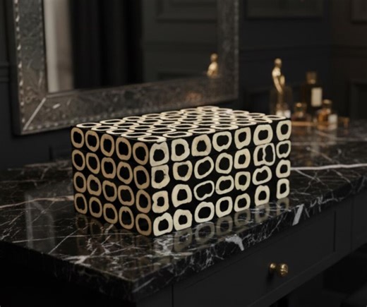 Vignette - Rectangular Decorative Box | Handmade MDF, Bone & Resin - Etsy