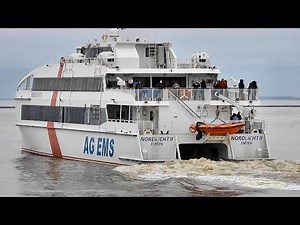Auslauf AG EMS Fähre NORDLICHT II DMAE IMO 9921661 Neubau Katamaran Emden brandnew high speed ferry