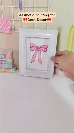 DIY Aesthetic Bow Painting 🎀 | Easy Desk Decor Idea ✨ #shorts #diydecor